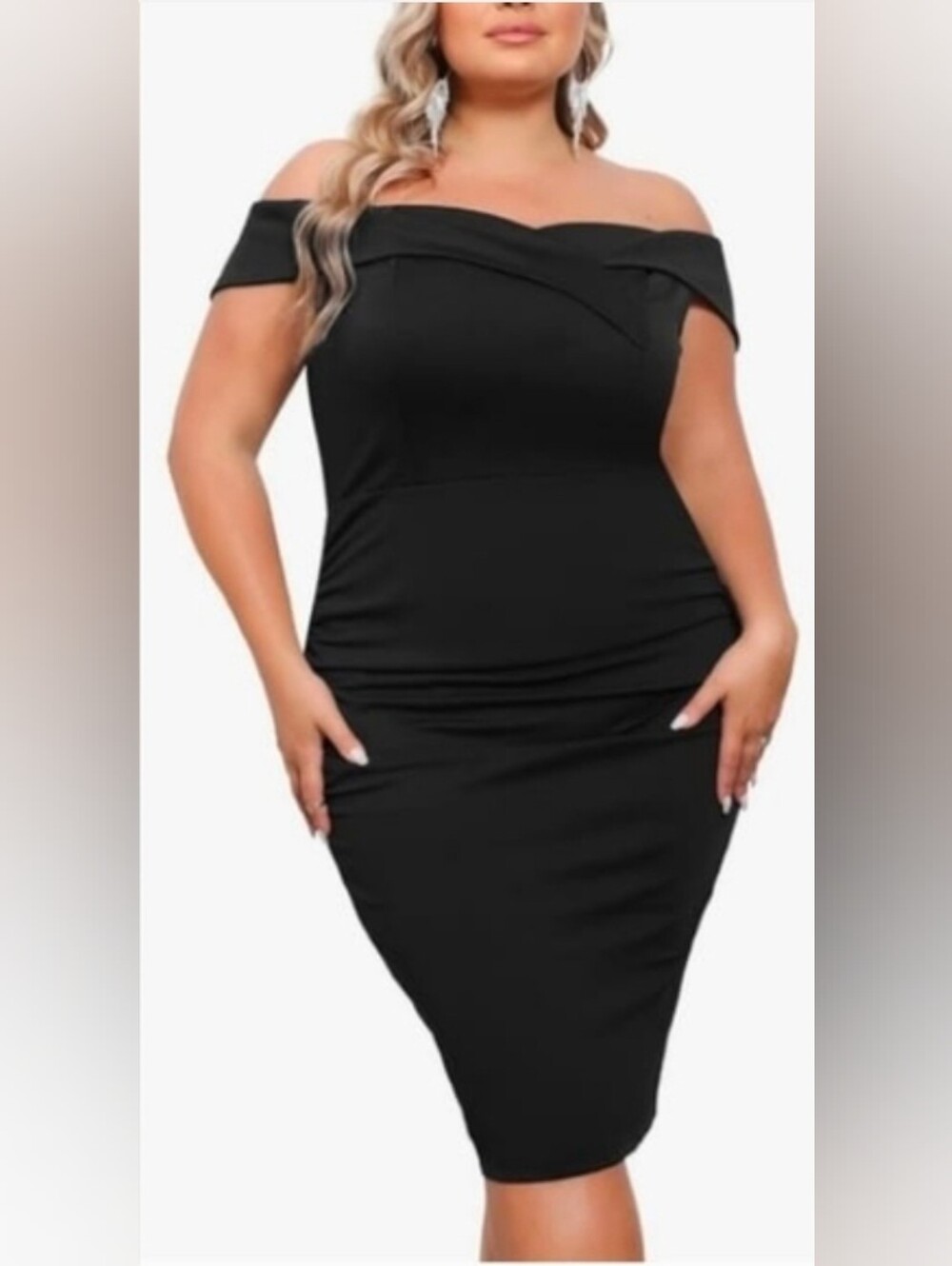 Hanna Nikole Women Plus Size Sexy Off Shoulder Ruched Elegant Bodycon Dress 20W